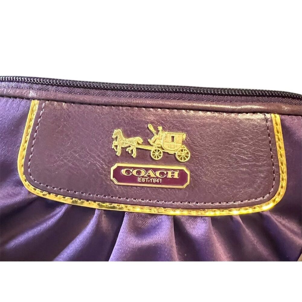 Coach Women's Purple Nylon Wristlet with Gold Accents - Picture 2 of 6